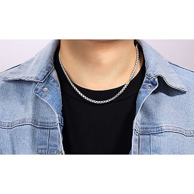 LYNX Men's Two Tone Stainless Steel Box Chain Necklace