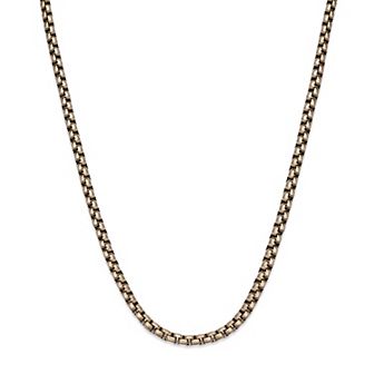 LYNX Men's Stainless Steel Round Box Chain Necklace