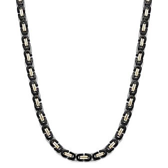Men's LYNX Stainless Steel Black and Gold Tone Link Chain Necklace
