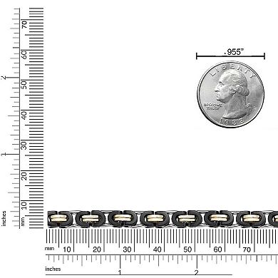 Men's LYNX Stainless Steel Black and Gold Tone Link Chain Necklace