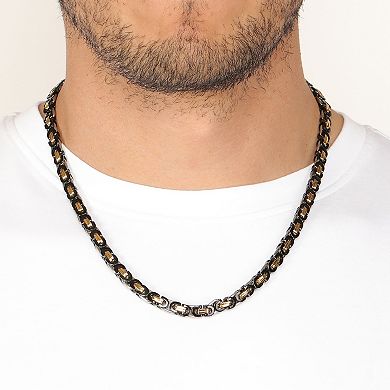 Men's LYNX Stainless Steel Black and Gold Tone Link Chain Necklace