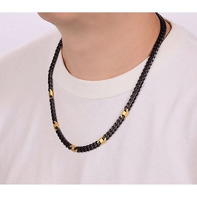 Men's LYNX 12 mm Matte Black Ion-Plated Stainless Steel Cuban Chain Necklace