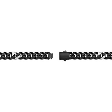 Men's LYNX 12 mm Matte Black Ion-Plated Stainless Steel Cuban Chain Necklace