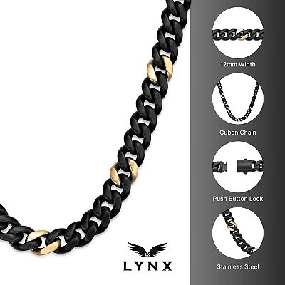 Men's LYNX 12 mm Matte Black Ion-Plated Stainless Steel Cuban