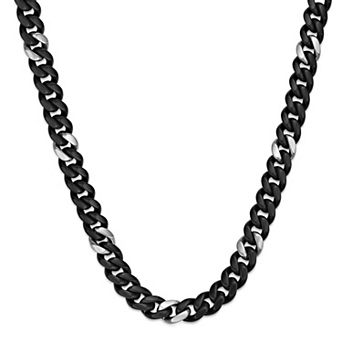 Men's LYNX 12 mm Matte Black Ion-Plated Stainless Steel Cuban Chain Necklace