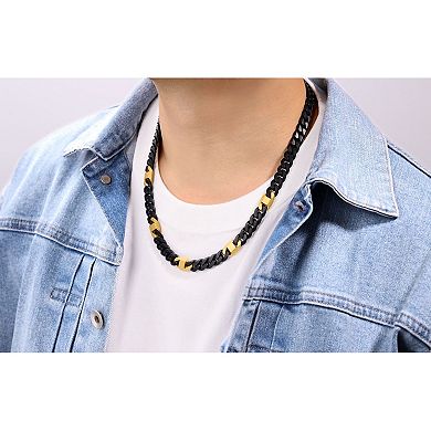 LYNX Men's Stainless Steel Miami Cuban Chain Necklace