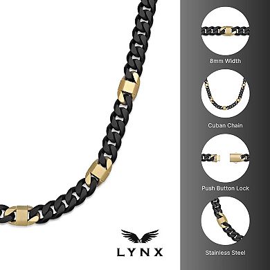 LYNX Men's Stainless Steel Miami Cuban Chain Necklace
