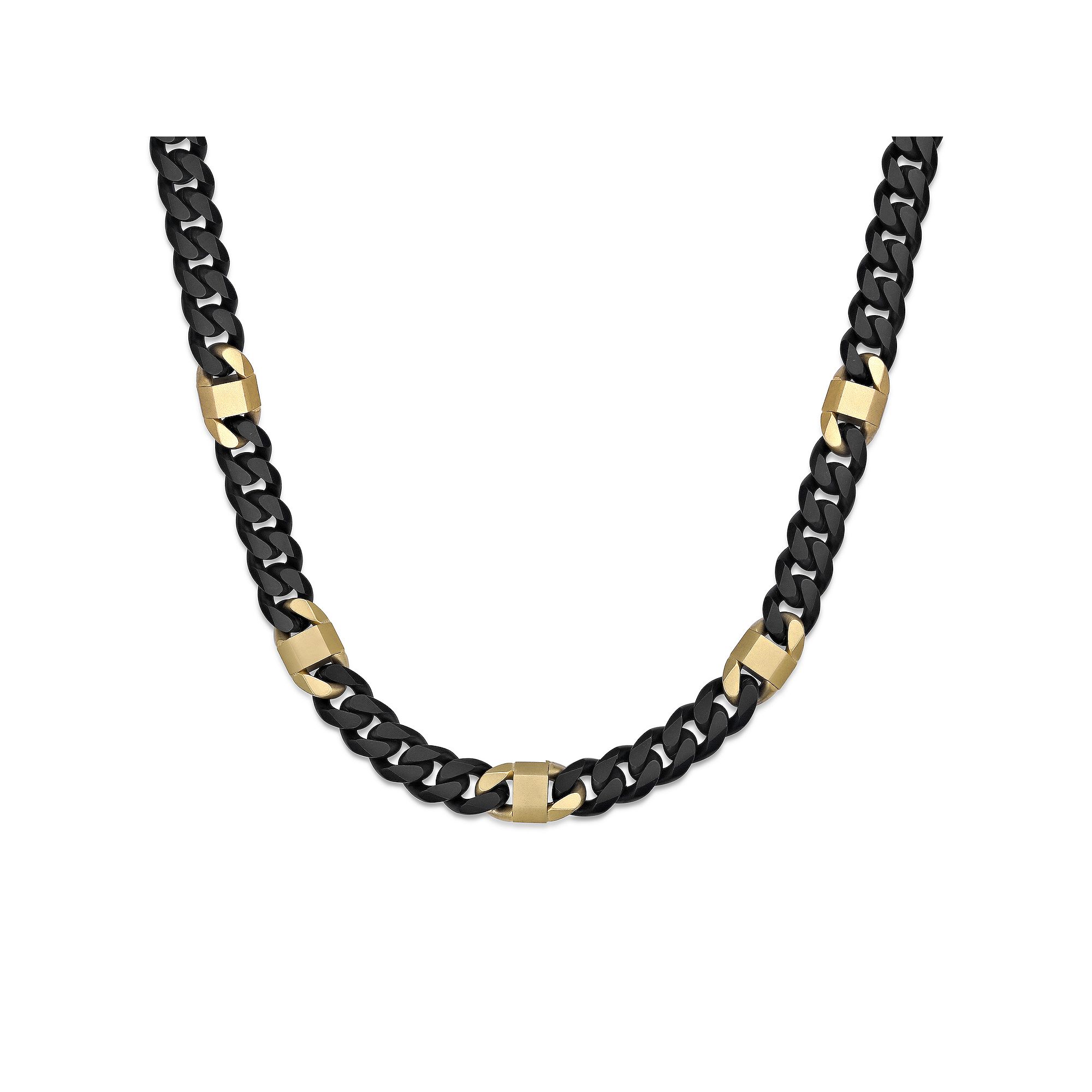 LYNX Mens Stainless Steel Miami Cuban Chain Necklace, Size: 22, Black G