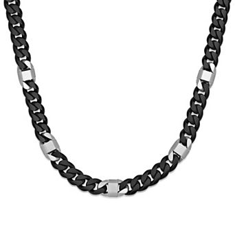 LYNX Men's Stainless Steel Miami Cuban Chain Necklace