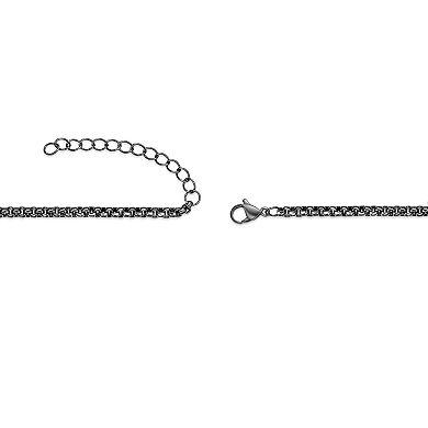 LYNX Men's Stainless Steel Black Spinel Koi Fish Pendant Necklace