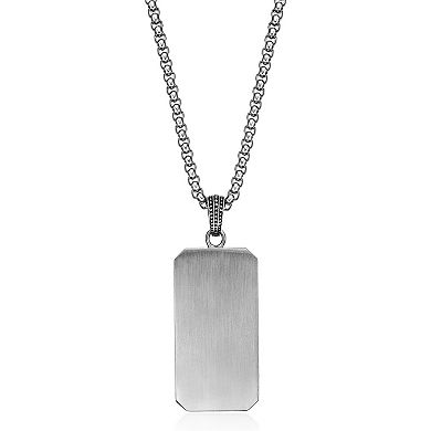 LYNX Men's Stainless Steel Ornate Dog Tag Pendant Necklace