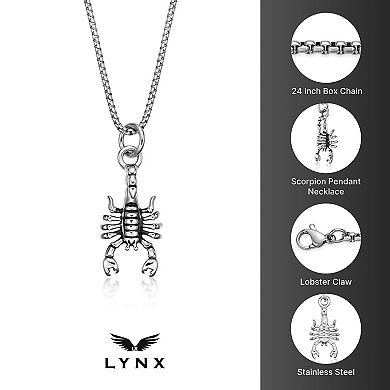 Men's LYNX Stainless Steel Scorpion Pendant Necklace