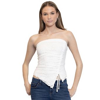 Juniors' madden girl Lace Strapless Asymmetrical Cami