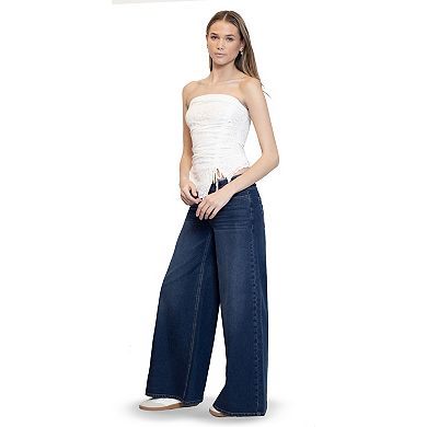 Juniors' madden girl Lace Strapless Asymmetrical Cami