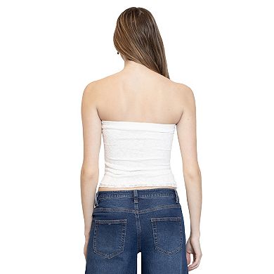 Juniors' madden girl Lace Strapless Asymmetrical Cami