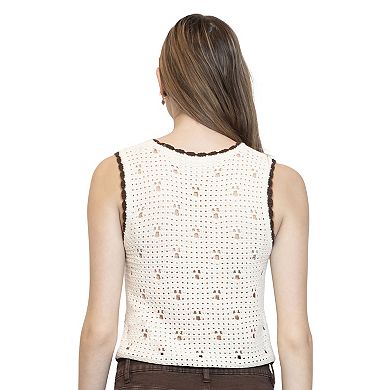 Juniors' madden girl Double Tie Pointelle Vest