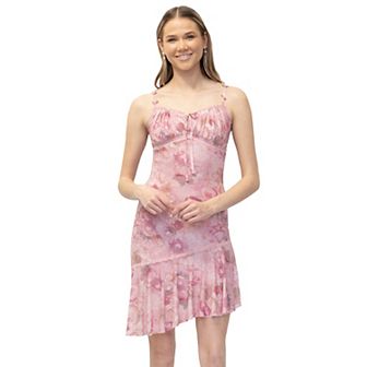 Juniors' madden girl Sleeveless Ruched Asymmetrical Dress