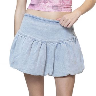 Juniors' madden girl Bubble Hem Denim Mini Skirt