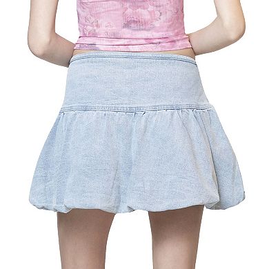 Juniors' madden girl Bubble Hem Denim Mini Skirt
