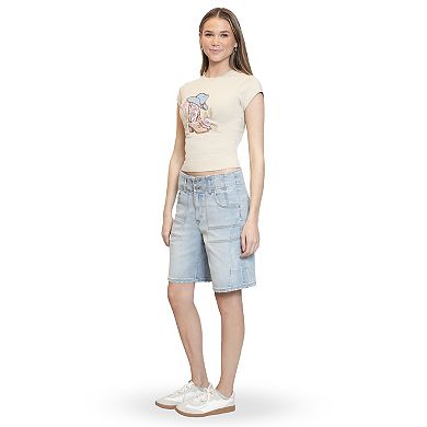 Juniors' madden girl 2-Button Waist Jean Shorts