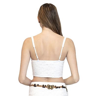 Juniors' madden girl Floral Lace Hanky Hem Bow Tie Top