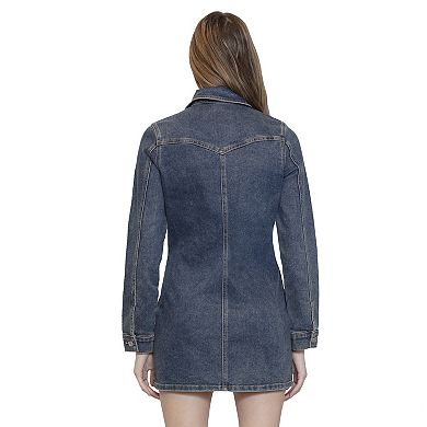 Juniors' madden girl Zip-Front Denim Mini Dress