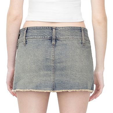 Juniors' madden girl 3-Button Low Rise Frayed Hem Denim Mini Skort