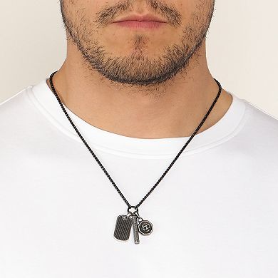 LYNX Men's Stainless Steel Multi-Pendant Necklace