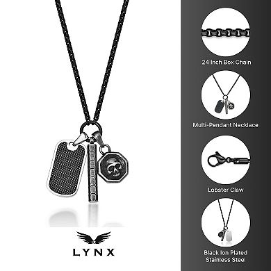 LYNX Men's Stainless Steel Multi-Pendant Necklace