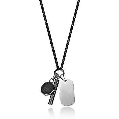 LYNX Men's Stainless Steel Multi-Pendant Necklace
