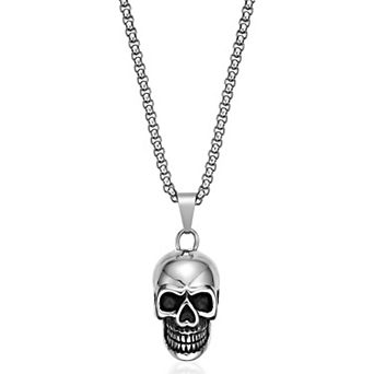 Men's LYNX Stainless Steel Skull Pendant Necklace