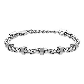 Men's LYNX Stainless Steel Wheat Chain Bracelet