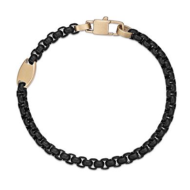 Men's LYNX Stainless Steel Two Tone Round Box Chain Bracelet