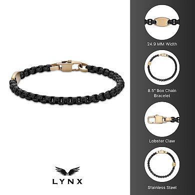 Men's LYNX Stainless Steel Two Tone Round Box Chain Bracelet