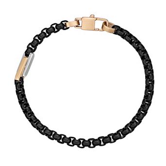LYNX Men's Stainless Steel Two Tone Round Box Chain Bracelet
