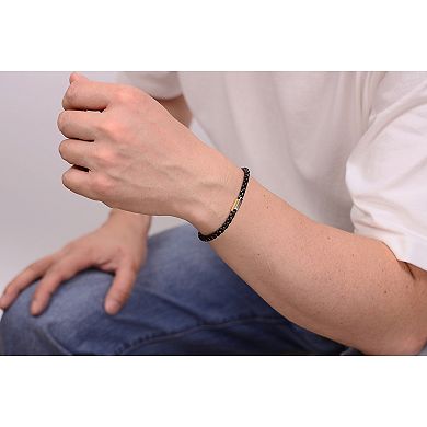 LYNX Men's Stainless Steel Two Tone Round Box Chain Bracelet