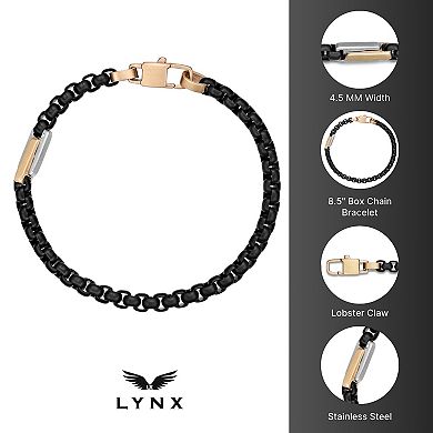 LYNX Men's Stainless Steel Two Tone Round Box Chain Bracelet