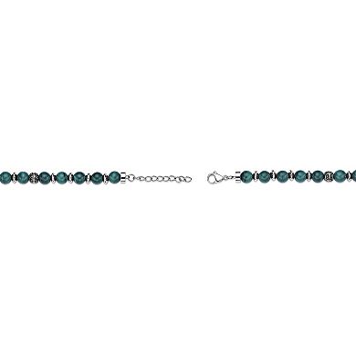 LYNX Men's Stainless Steel Malachite Bead Bracelet