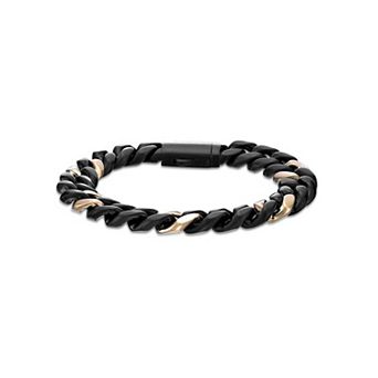 LYNX Men's Stainless Steel Miami Cuban Chain Bracelet