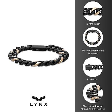 LYNX Men's Stainless Steel Miami Cuban Chain Bracelet