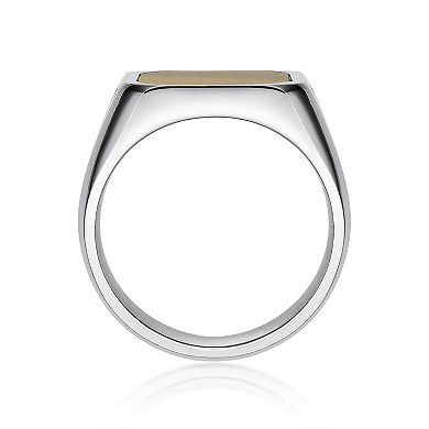 LYNX Men's Stainless Steel Tiger Eye Black Spinel Ring