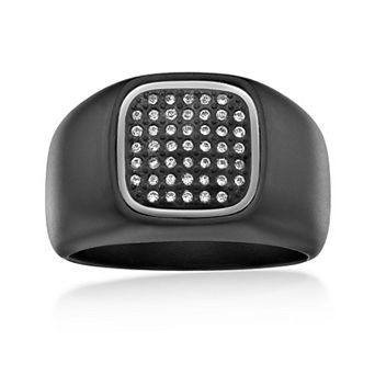 Men's LYNX Stainless Steel Lab-Created White Sapphire Ring