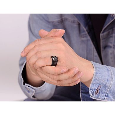 Men's LYNX Stainless Steel Lab-Created White Sapphire Ring