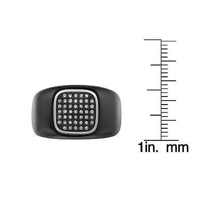 Men's LYNX Stainless Steel Lab-Created White Sapphire Ring