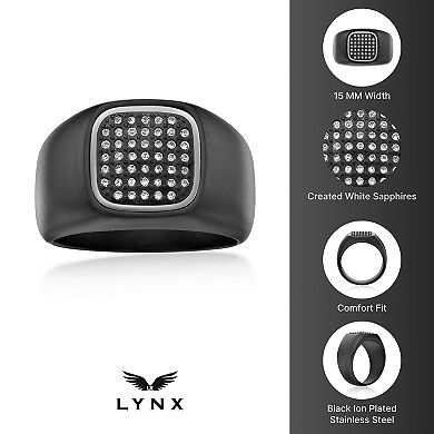 Men's LYNX Stainless Steel Lab-Created White Sapphire Ring
