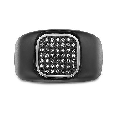 Men's LYNX Stainless Steel Lab-Created White Sapphire Ring