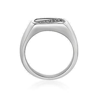 Men's LYNX Stainless Steel Mother of Pearl & Spinel Signet Ring