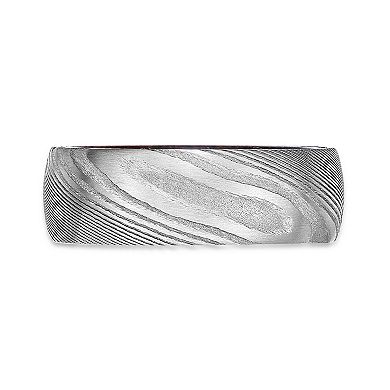 LYNX Men's Damascus Steel Bubinga Wood Ring
