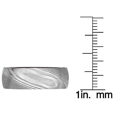 LYNX Men's Damascus Steel Bubinga Wood Ring