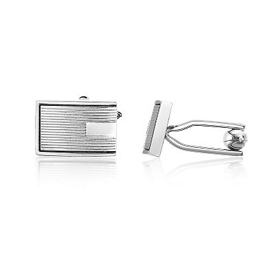 LYNX Men's Stainless Steel Black Resin Cuff Links